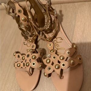 Sam Edelman Tan Sandals with Intricate Design